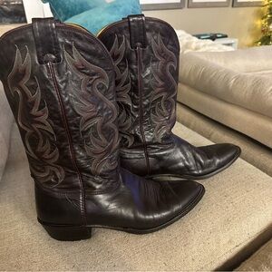 Vintage 1990 Nocona Dark Brown Leather Boots Size 12 2E